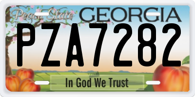 GA license plate PZA7282