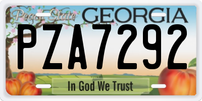 GA license plate PZA7292