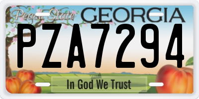 GA license plate PZA7294
