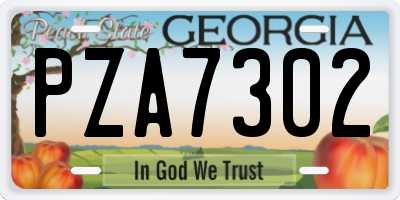 GA license plate PZA7302
