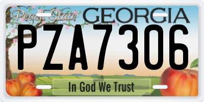 GA license plate PZA7306