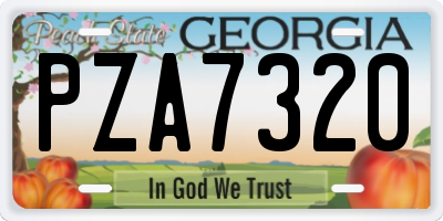 GA license plate PZA7320