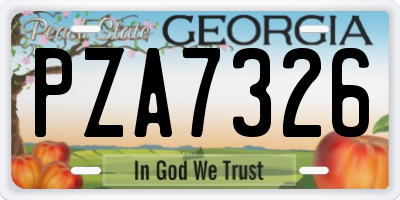 GA license plate PZA7326