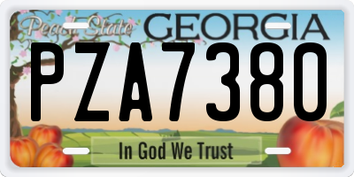 GA license plate PZA7380