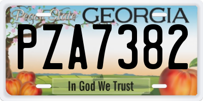 GA license plate PZA7382