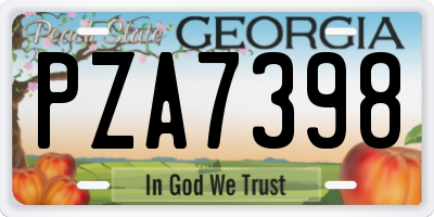 GA license plate PZA7398