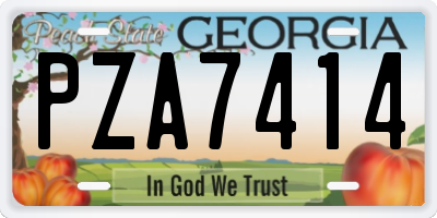 GA license plate PZA7414
