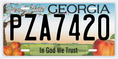 GA license plate PZA7420