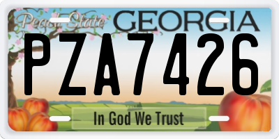 GA license plate PZA7426