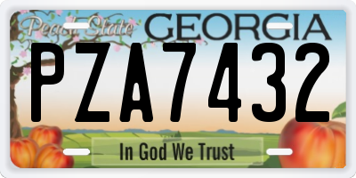 GA license plate PZA7432
