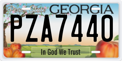 GA license plate PZA7440