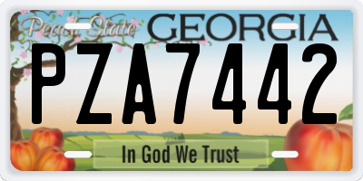 GA license plate PZA7442