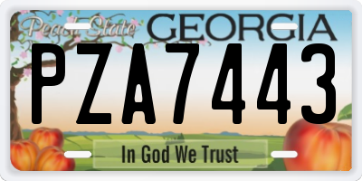 GA license plate PZA7443