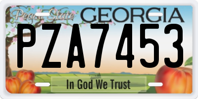 GA license plate PZA7453