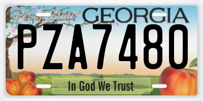 GA license plate PZA7480