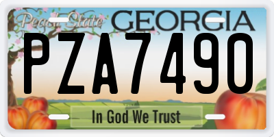 GA license plate PZA7490