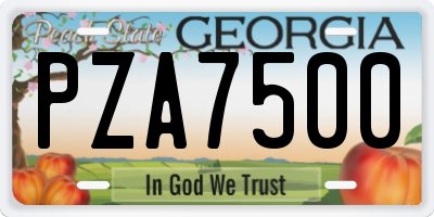 GA license plate PZA7500