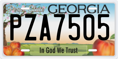 GA license plate PZA7505