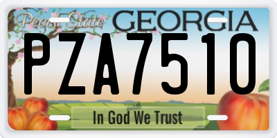 GA license plate PZA7510