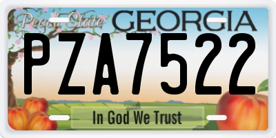 GA license plate PZA7522