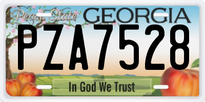 GA license plate PZA7528