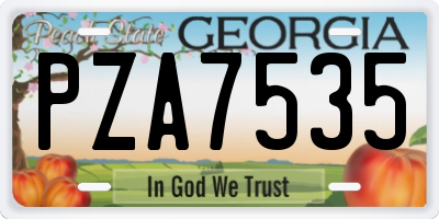 GA license plate PZA7535