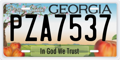 GA license plate PZA7537