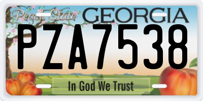 GA license plate PZA7538