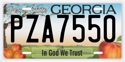 GA license plate PZA7550