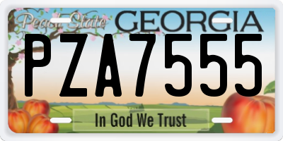 GA license plate PZA7555