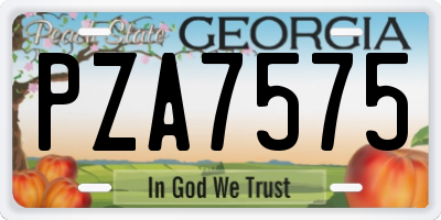 GA license plate PZA7575