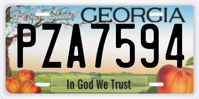 GA license plate PZA7594
