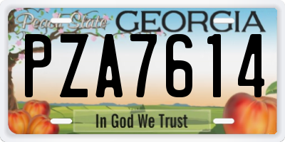 GA license plate PZA7614