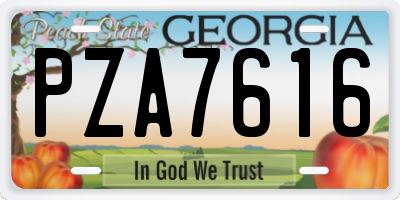 GA license plate PZA7616
