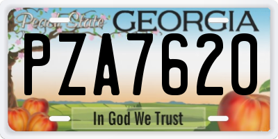 GA license plate PZA7620