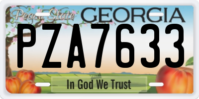 GA license plate PZA7633