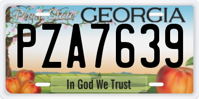 GA license plate PZA7639