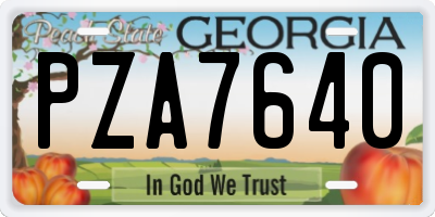 GA license plate PZA7640