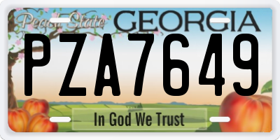 GA license plate PZA7649