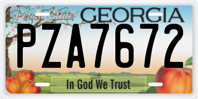 GA license plate PZA7672