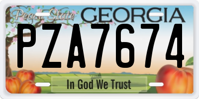 GA license plate PZA7674