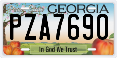 GA license plate PZA7690
