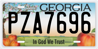 GA license plate PZA7696