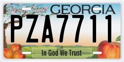 GA license plate PZA7711
