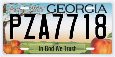GA license plate PZA7718