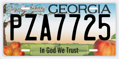 GA license plate PZA7725