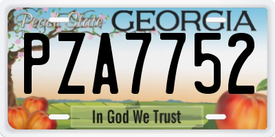 GA license plate PZA7752