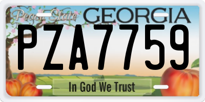 GA license plate PZA7759