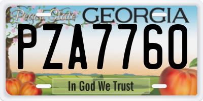 GA license plate PZA7760