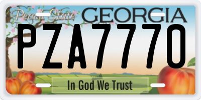 GA license plate PZA7770